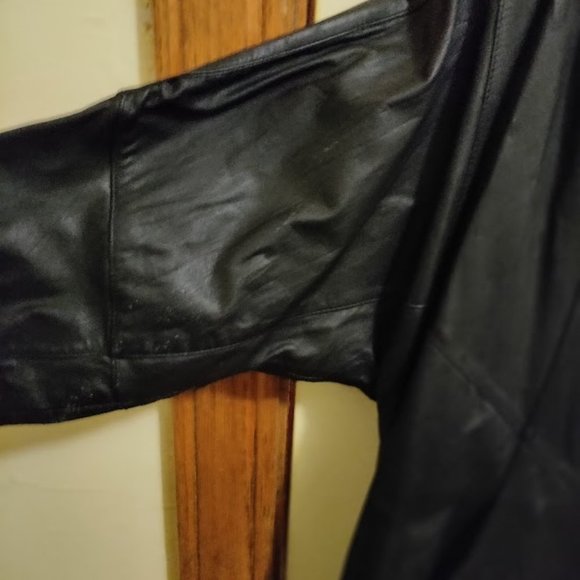 Vintage 90s PELLE New York Milano Genuine Leather Long Coat Size M - Picture 11 of 12